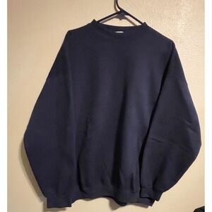 Vintage‎ Tower Bay Mens 2XL Crew Neck Sweatshirt Solid Navy Blue Pullover Casual